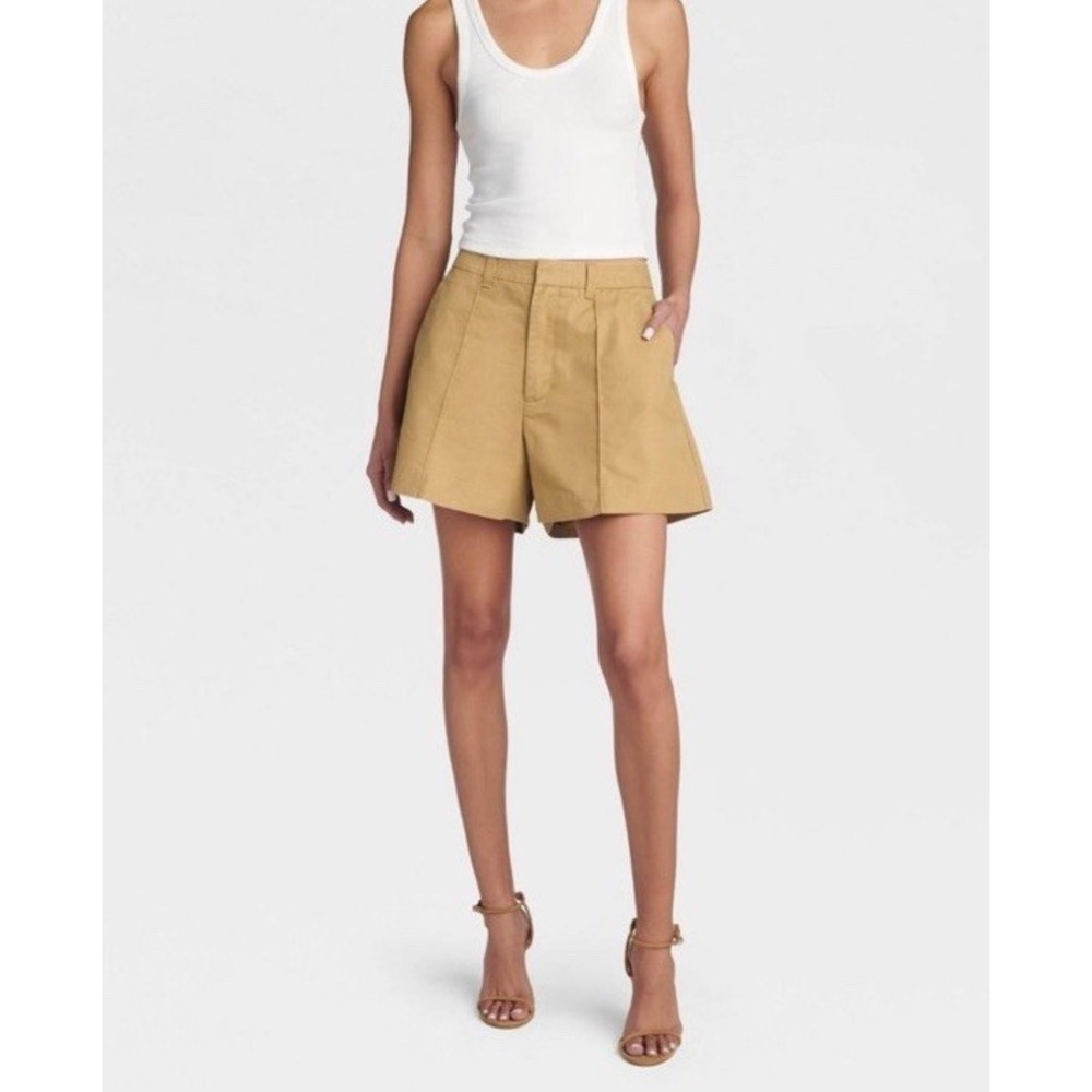 KBB by KAHLANA Women 'The Flared Chino Shorts' - Khaki Brown 12 MSRP $35